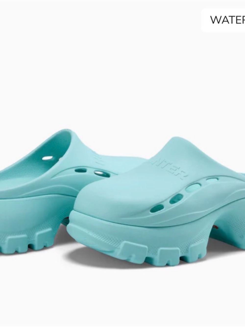 Hunter Aqua Blue Platform Clog Mules